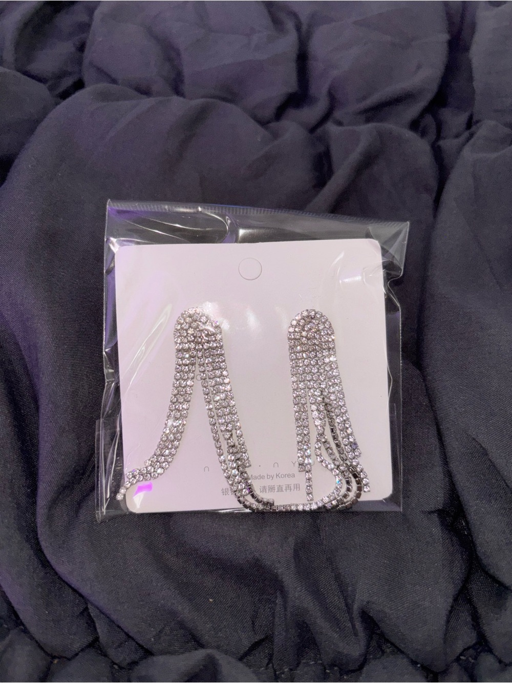 Crystal Tassel Drop Earrings - Silver Rhinestone Statement